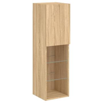 TV Cabinets with LED Lights 2 pcs Sonoma Oak 30.5x30x102 cm