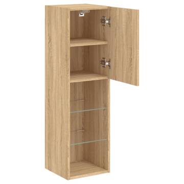 TV Cabinets with LED Lights 2 pcs Sonoma Oak 30.5x30x102 cm