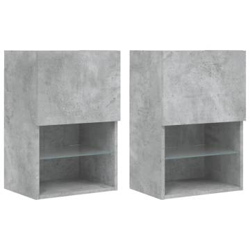 TV Cabinets with LED Lights 2 pcs Concrete Grey 40.5x30x60 cm