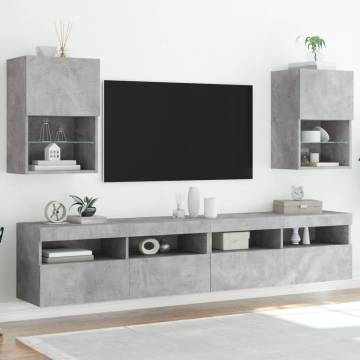 TV Cabinets with LED Lights 2 pcs Concrete Grey 40.5x30x60 cm