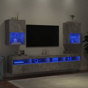 TV Cabinets with LED Lights 2 pcs Concrete Grey 40.5x30x60 cm