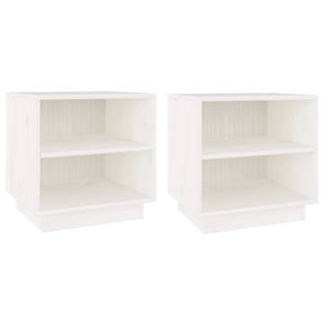 Bedside Cabinets 2 pcs White 40x34x40 cm Solid Wood Pine