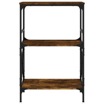 Bookcase 3-Tier Smoked Oak 59x35x90.5 cm Engineered Wood