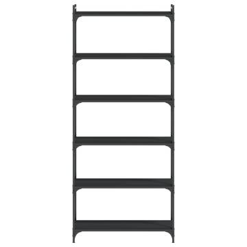 Bookcase 6-Tier Black 80x30x188 cm Engineered Wood