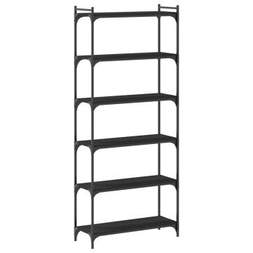 Bookcase 6-Tier Black 80x30x188 cm Engineered Wood