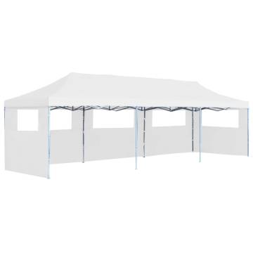 Folding Pop-up Party Tent with 5 Sidewalls 3x9 m White