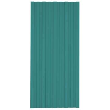 Roof Panels 12 pcs Galvanised Steel Green 100x45 cm