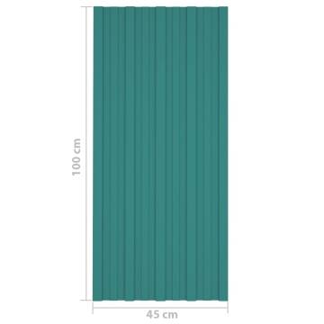 Roof Panels 12 pcs Galvanised Steel Green 100x45 cm