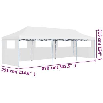 Folding Pop-up Party Tent with 5 Sidewalls 3x9 m White