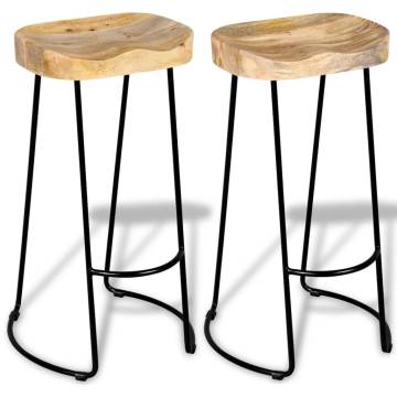 Bar Stools 2 pcs Solid Mango Wood