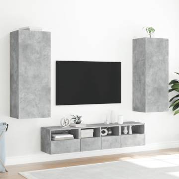 5 Piece TV Wall Units Concrete Grey Engineered Wood