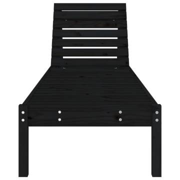 Sun Lounger Black 199.5x60x74 cm Solid Wood Pine