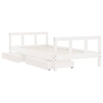 Kids Bed Frame with Drawers White 90x190 cm Solid Wood Pine