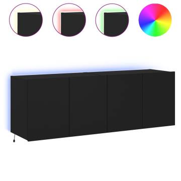 TV Wall Cabinets with LED Lights 2 pcs Black 60x35x41 cm