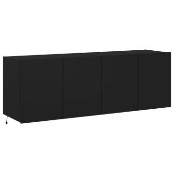 TV Wall Cabinets with LED Lights 2 pcs Black 60x35x41 cm