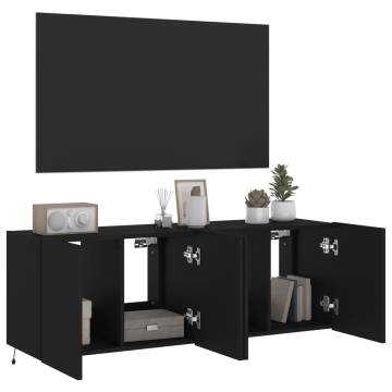 TV Wall Cabinets with LED Lights 2 pcs Black 60x35x41 cm