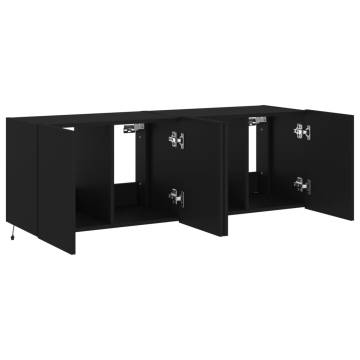 TV Wall Cabinets with LED Lights 2 pcs Black 60x35x41 cm