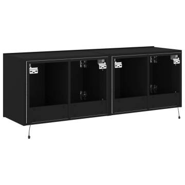 TV Wall Cabinets with LED Lights 2 pcs Black 60x35x41 cm