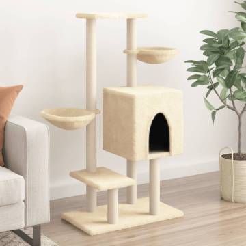 Cat Tree with Sisal Scratching Posts Cream 117 cm