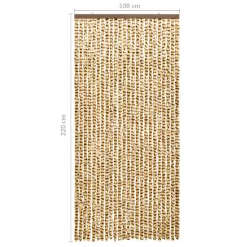 Insect Curtain Beige and Brown 100x220 cm Chenille