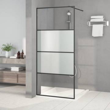 Walk-in Shower Wall Black 90x195 cm Half Frosted ESG Glass