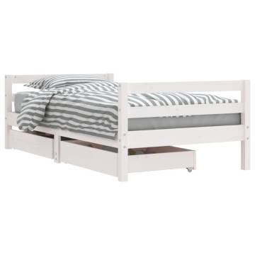 Kids Bed Frame with Drawers White 80x160 cm Solid Wood Pine