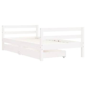 Kids Bed Frame with Drawers White 80x160 cm Solid Wood Pine