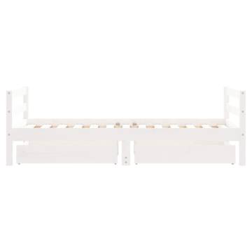 Kids Bed Frame with Drawers White 80x160 cm Solid Wood Pine