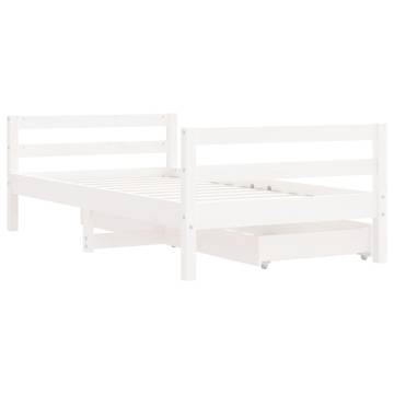 Kids Bed Frame with Drawers White 80x160 cm Solid Wood Pine