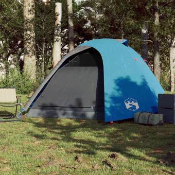 Camping Tent 4-Person Blue Waterproof