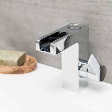 SCHÜTTE LED Basin Mixer Tap with Waterfall Spout ORINOCO Chrome