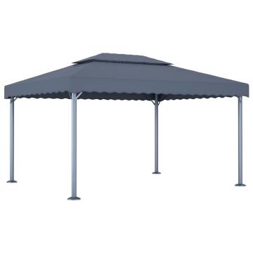 Gazebo with LED String Lights 400x300 cm Anthracite Aluminium