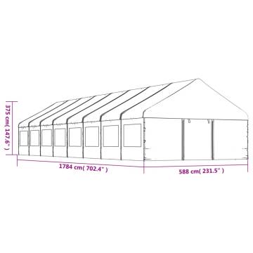 Gazebo with Roof White 17.84x5.88x3.75 m Polyethylene