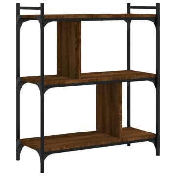 Bookcase 3-Tier Brown Oak 76x32x88 cm Engineered Wood