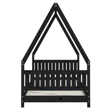 Kids Bed Frame Black 90x200 cm Solid Wood Pine