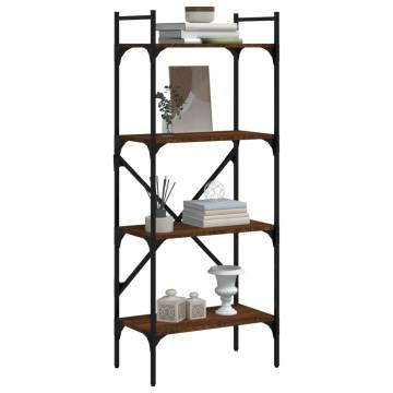 Bookcase 4-Tier Brown Oak 56x31.5x138.5 cm Engineered Wood