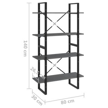 4-Tier Book Cabinet Grey 80x30x140 cm Solid Pine Wood