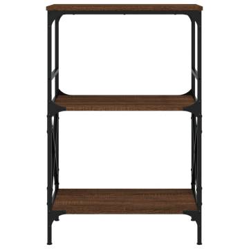 Bookcase 3-Tier Brown Oak 59x35x90.5 cm Engineered Wood