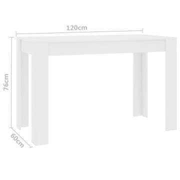 Dining Table White 120x60x76 cm Engineered Wood