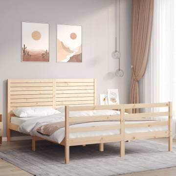 Bed Frame with Headboard 160x200 cm Solid Wood