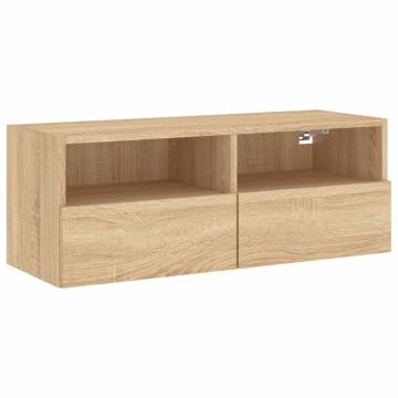 TV Wall Cabinet Sonoma Oak 80x30x30 cm Engineered Wood