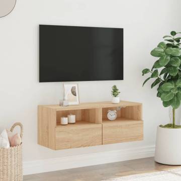 TV Wall Cabinet Sonoma Oak 80x30x30 cm Engineered Wood