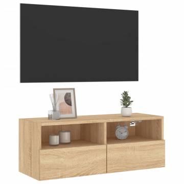 TV Wall Cabinet Sonoma Oak 80x30x30 cm Engineered Wood