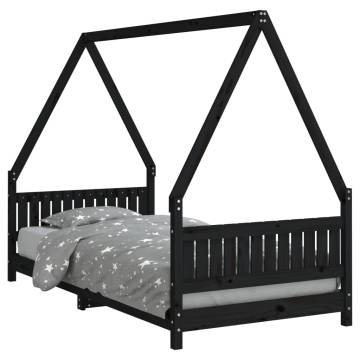 Kids Bed Frame Black 90x190 cm Solid Wood Pine