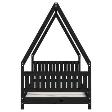 Kids Bed Frame Black 90x190 cm Solid Wood Pine