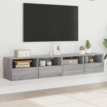 TV Wall Cabinets 2 pcs Grey Sonoma 80x30x30 cm Engineered Wood