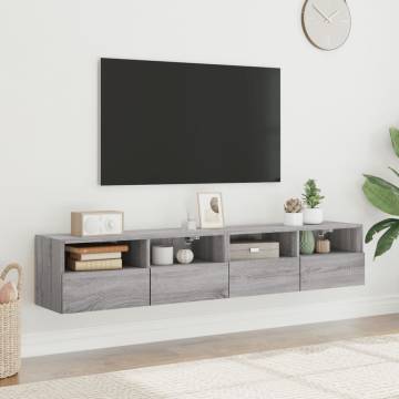 TV Wall Cabinets 2 pcs Grey Sonoma 80x30x30 cm Engineered Wood