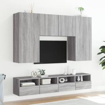 TV Wall Cabinets 2 pcs Grey Sonoma 80x30x30 cm Engineered Wood