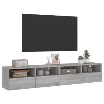 TV Wall Cabinets 2 pcs Grey Sonoma 80x30x30 cm Engineered Wood