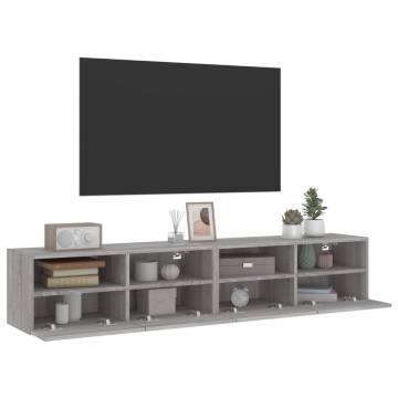 TV Wall Cabinets 2 pcs Grey Sonoma 80x30x30 cm Engineered Wood